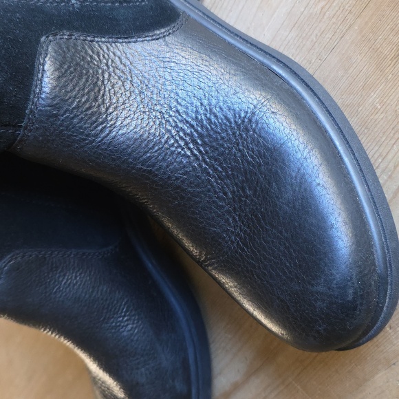 UGG Harrison Zip Suede Leather Black Boots Size 9 - Picture 9 of 12